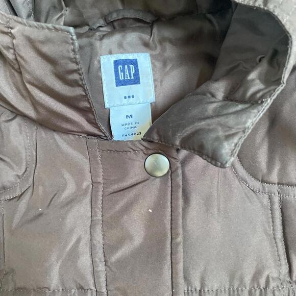 GAP Women's Brown Quilted Hooded Vest Medium - Picture 3 of 3